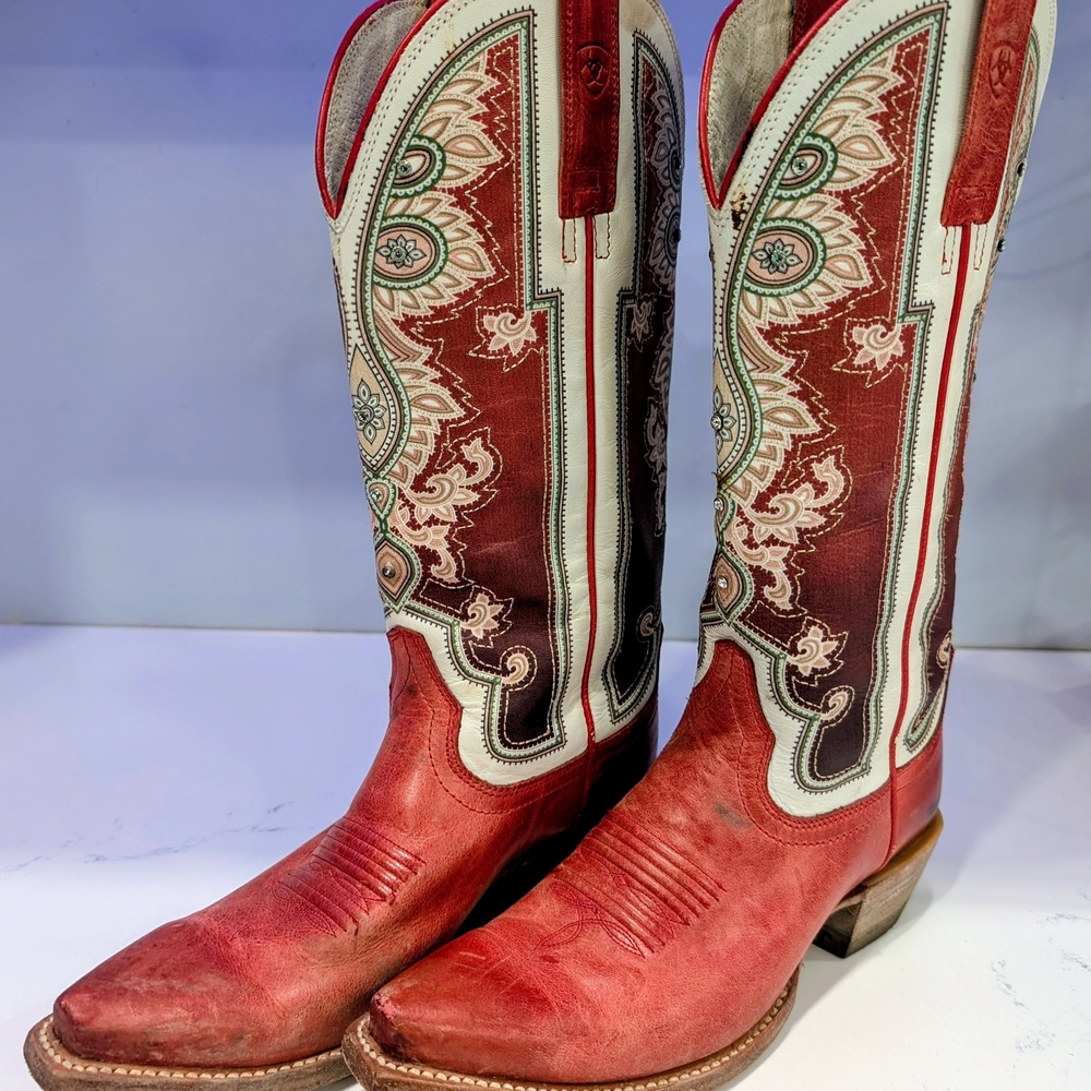 Ariat Red and Cream Heeled Boots